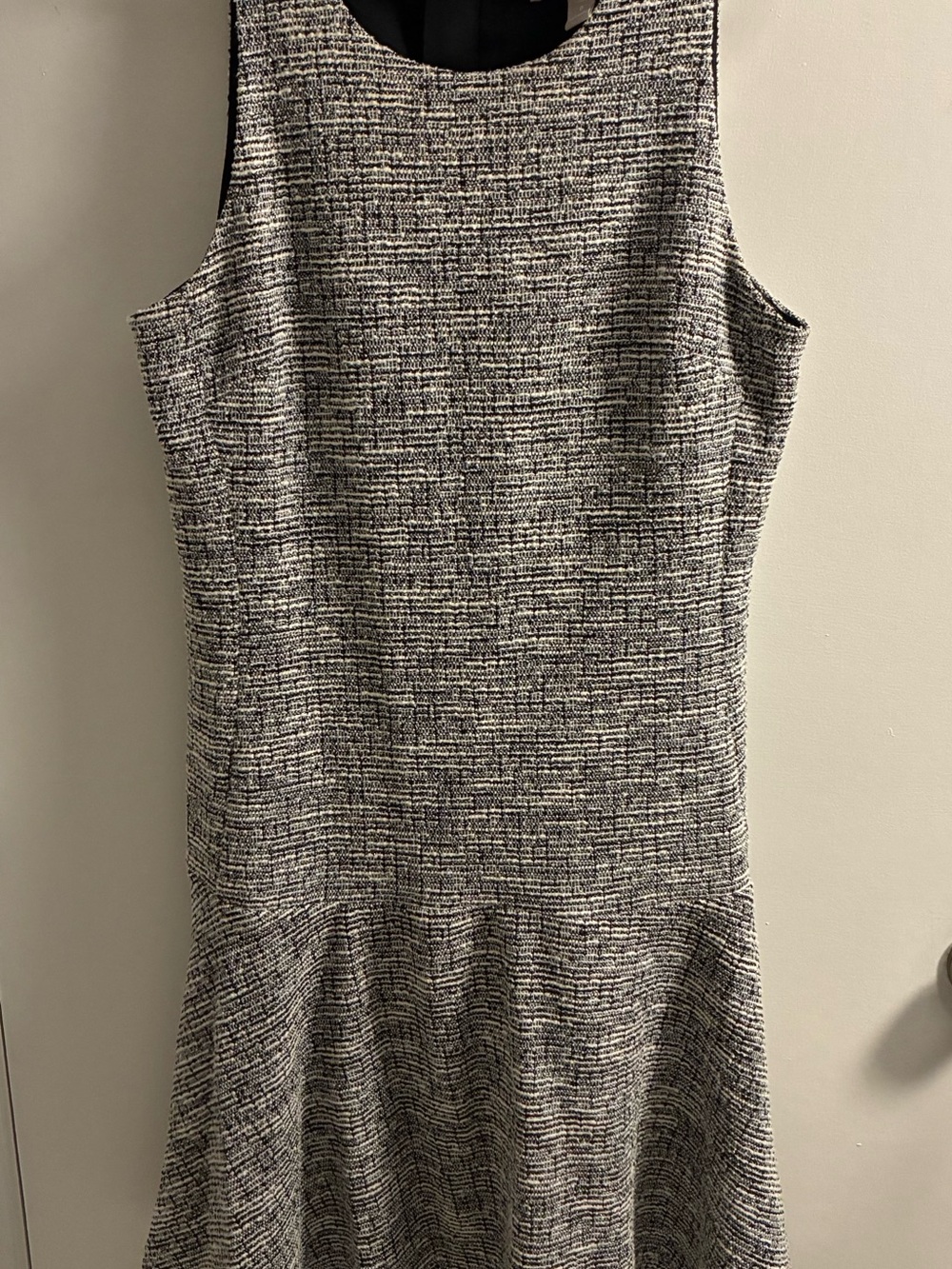 Banana Republic Black and White Tweed-Effect Peplum Midi Dress